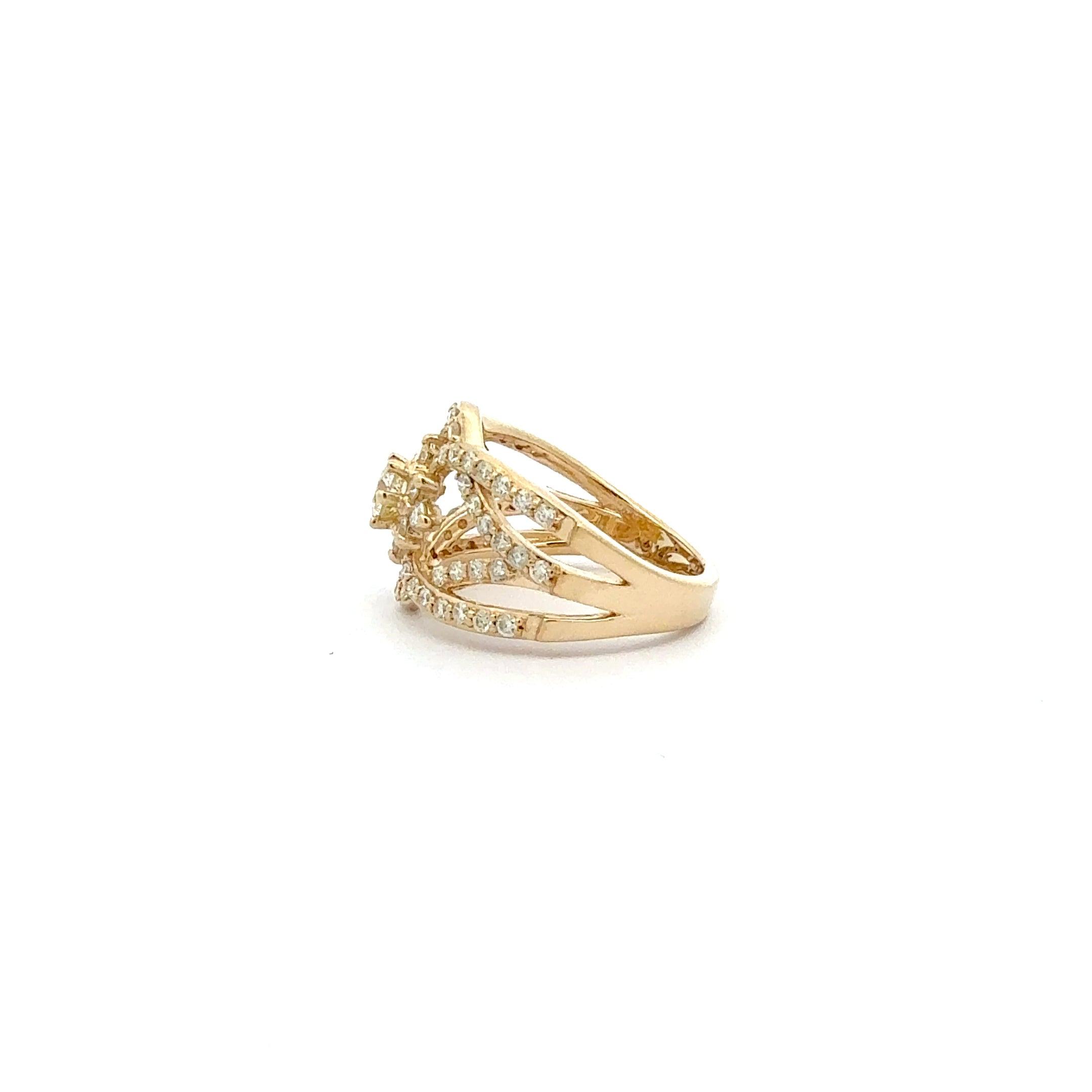 14K Yellow Gold 1.25cttw Canadian Diamond Ring - 4