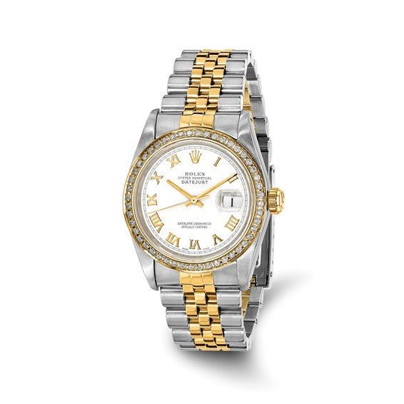 Rolex Pre-owned Rolex by Swiss Crown™ USA Pre-owned Independently Certified Rolex Steel and 18k 31mm Jubilee Datejust White Dial and Diamond Bezel Watch