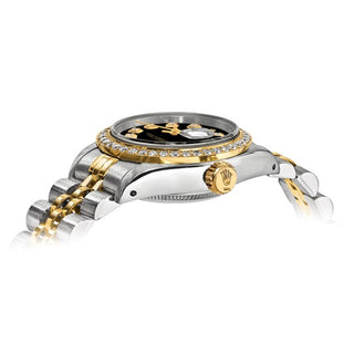 Swiss Crown™ USA Pre-owned Rolex-Independently Certified Steel and 18k 26mm Jubilee Datejust Black Diamond Dial and Bezel Watch