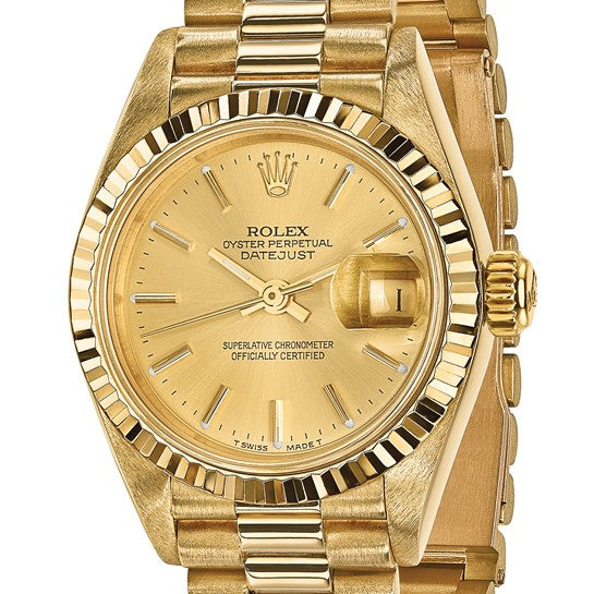 Swiss Crown™ USA Pre-owned Rolex-Independently Certified 18k 26mm Case Presidential Champagne Dial Watch
