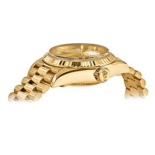 Swiss Crown™ USA Pre-owned Rolex-Independently Certified 18k 26mm Case Presidential Champagne Diamond Dial Watch