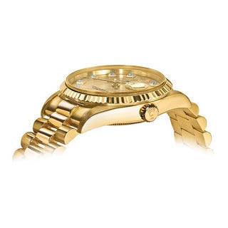 Swiss Crown™ USA Pre-owned Rolex-Independently Certified 18k 31mm Case Presidential Champagne Diamond Dial Watch