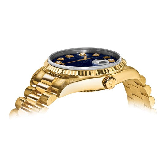Reloj Swiss Crown™ de segunda mano con certificación independiente Rolex de 18 quilates y caja de 31 mm con esfera de diamantes azules presidenciales 