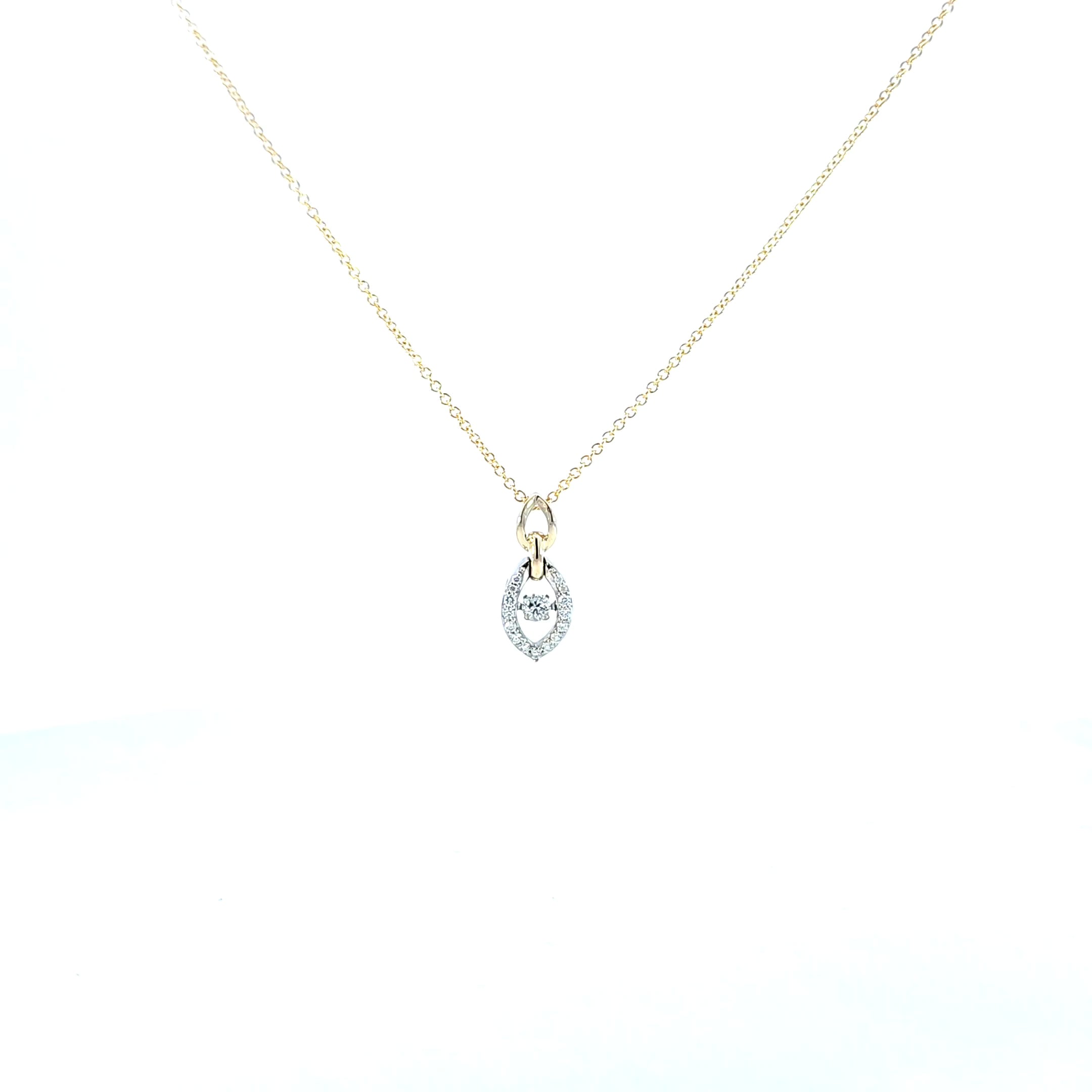 10K Yellow and White Gold Two Tone Pulse Diamond Necklace