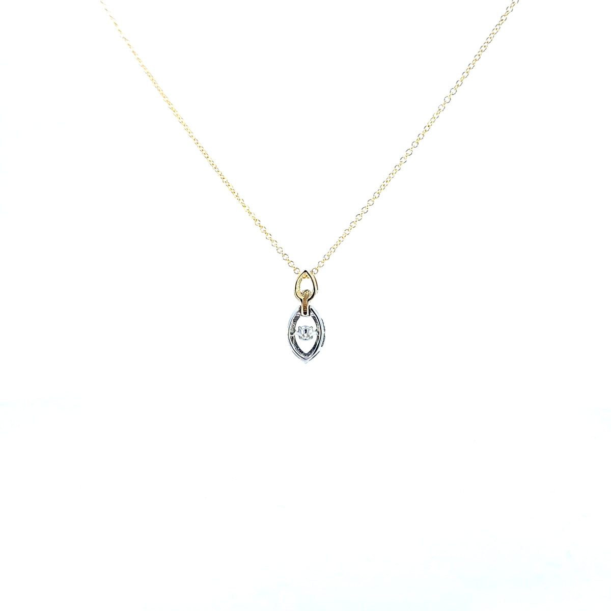 10K Yellow and White Gold Two Tone Pulse Diamond Necklace