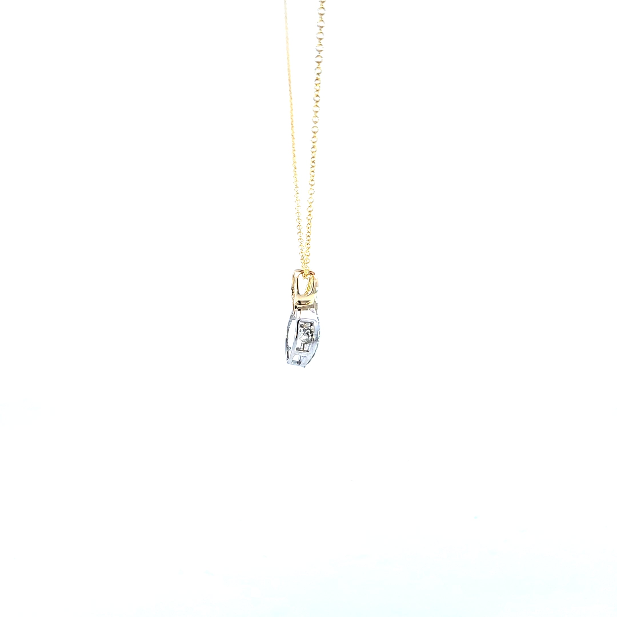 10K Yellow and White Gold Two Tone Pulse Diamond Necklace