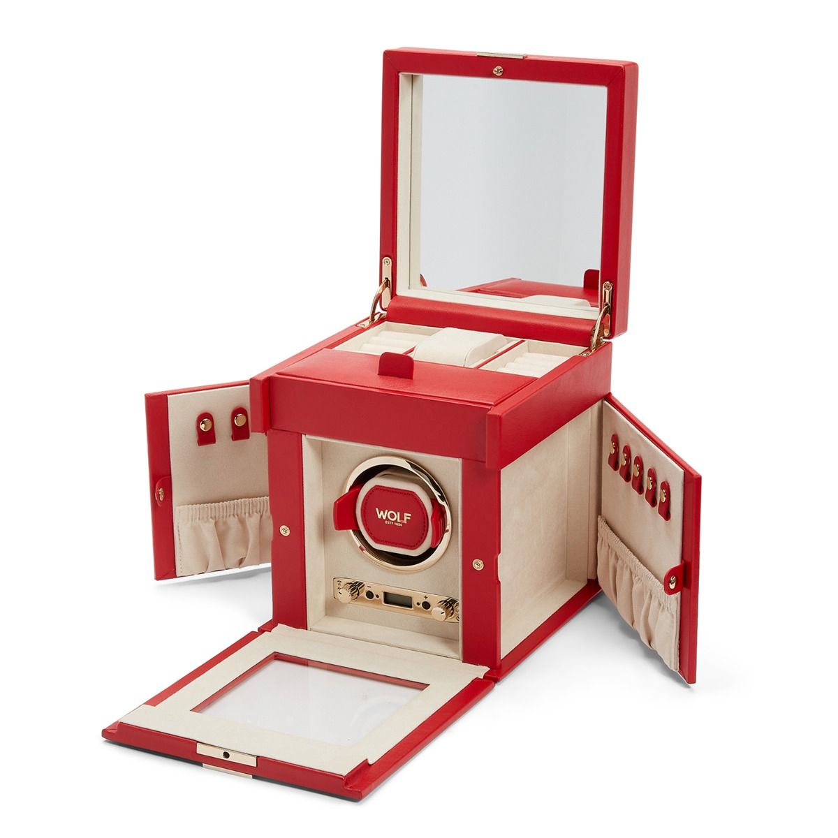 Caja enrolladora de relojes individual Palermo con almacenamiento de joyas 