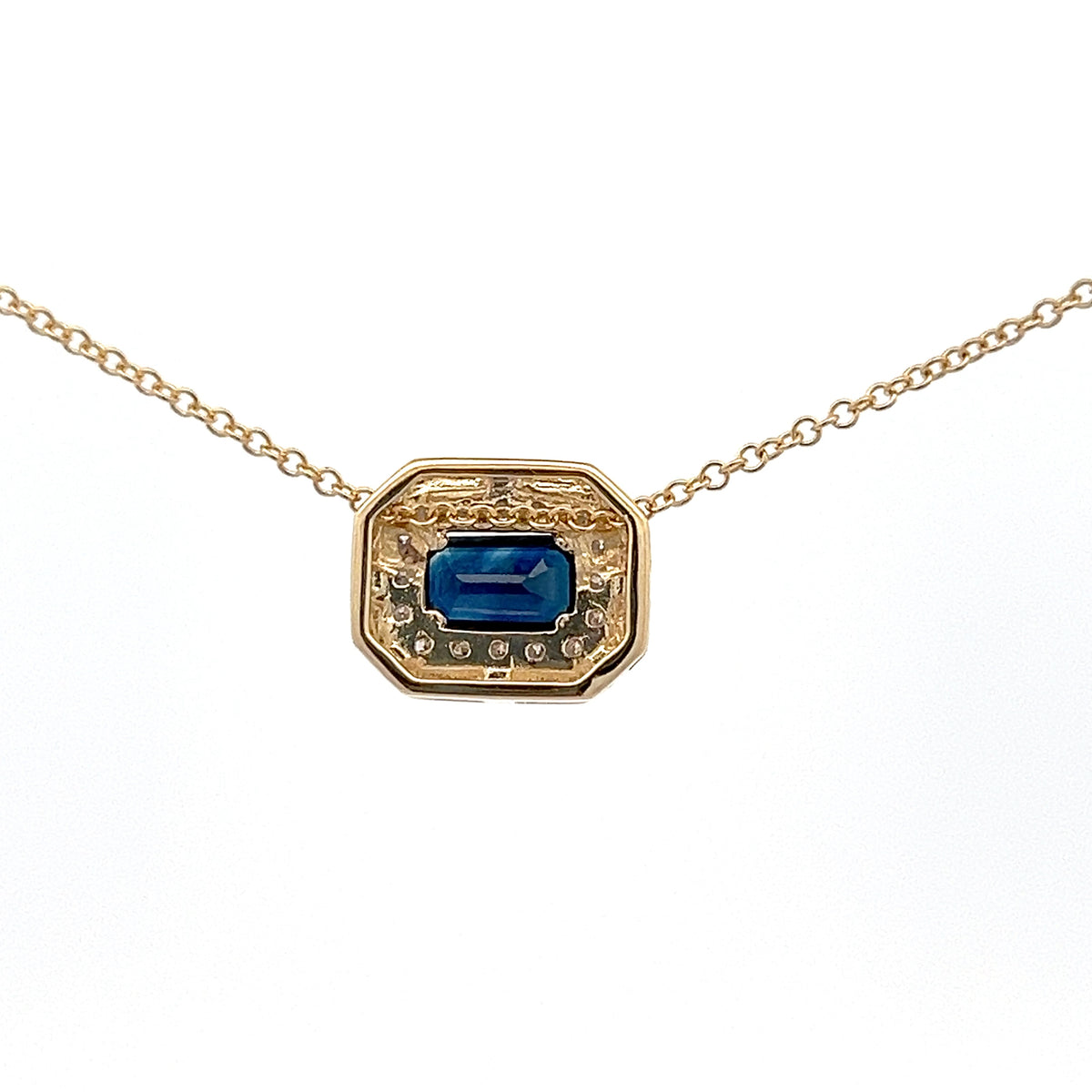 10K Yellow Gold Sapphire and Diamond Necklace