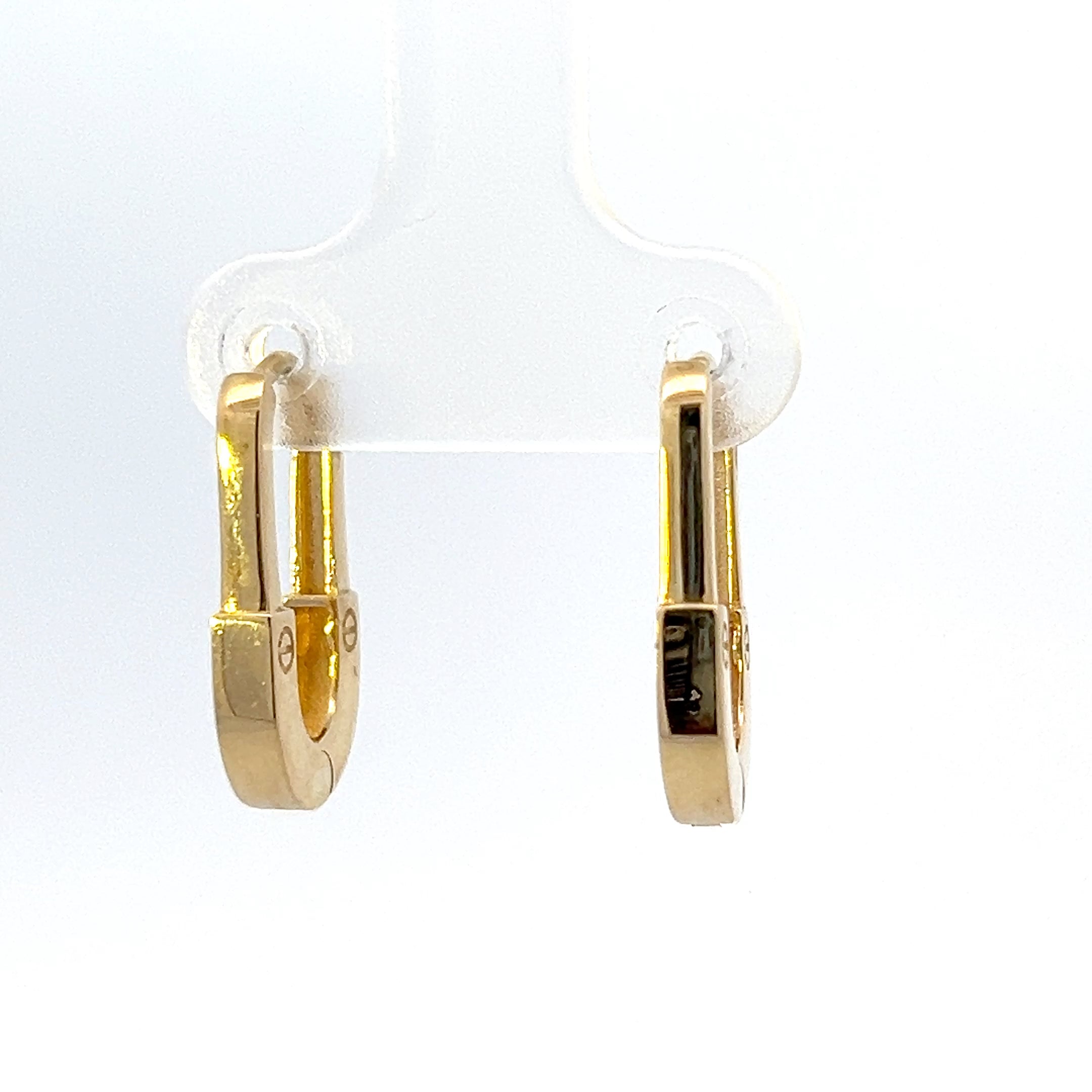 10K Yellow Gold Safety Pin Huggies - yellow gold