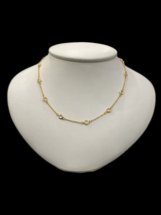 925 Gold Plated Sterling Silver 16-18" Cubic Zirconia Chain