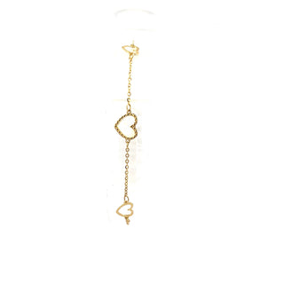 10K Yellow Gold Mother of Pearl Heart Adjustable Bracelet 6.5-7.5"