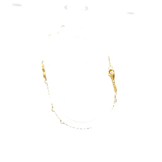 10K Yellow Gold Mother of Pearl Heart Adjustable Bracelet 6.5-7.5"