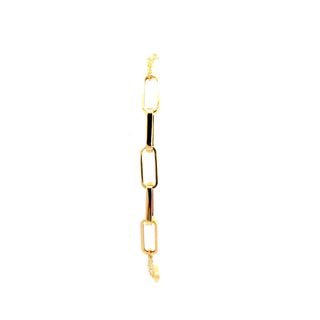 10K Yellow Gold Hollow Paperclip Bracelet 7.5"