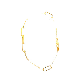 10K Yellow Gold Hollow Paperclip Bracelet 7.5"