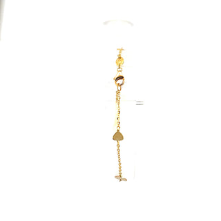 10K Yellow Gold Heart Adjustable Bracelet 6.5-7.5"
