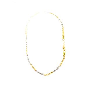 10K Two Tone Gold Beads Bracelet 7.5"
