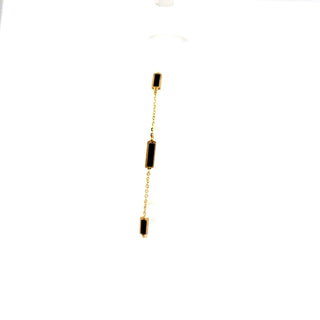 10K Yellow Gold Onyx Adjustable Bracelet 6.5-7.25"