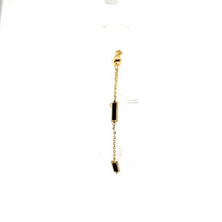 10K Yellow Gold Onyx Adjustable Bracelet 6.5-7.25"