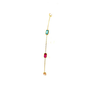 10K Yellow Gold Multicolor stone Bracelet 7.5"