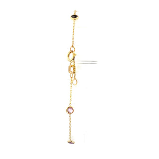10K Yellow Gold Multicolor Round stones Bracelet 7.5"