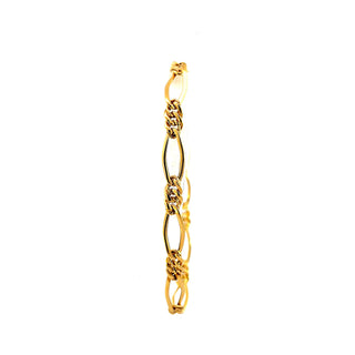 10K Yellow Gold Hollow Figaro link Bracelet 8"
