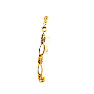 10K Yellow Gold Hollow Figaro link Bracelet 8"