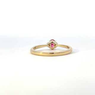 10K Yellow Gold Genuine Ruby & 0.03Cttw Diamond Ring