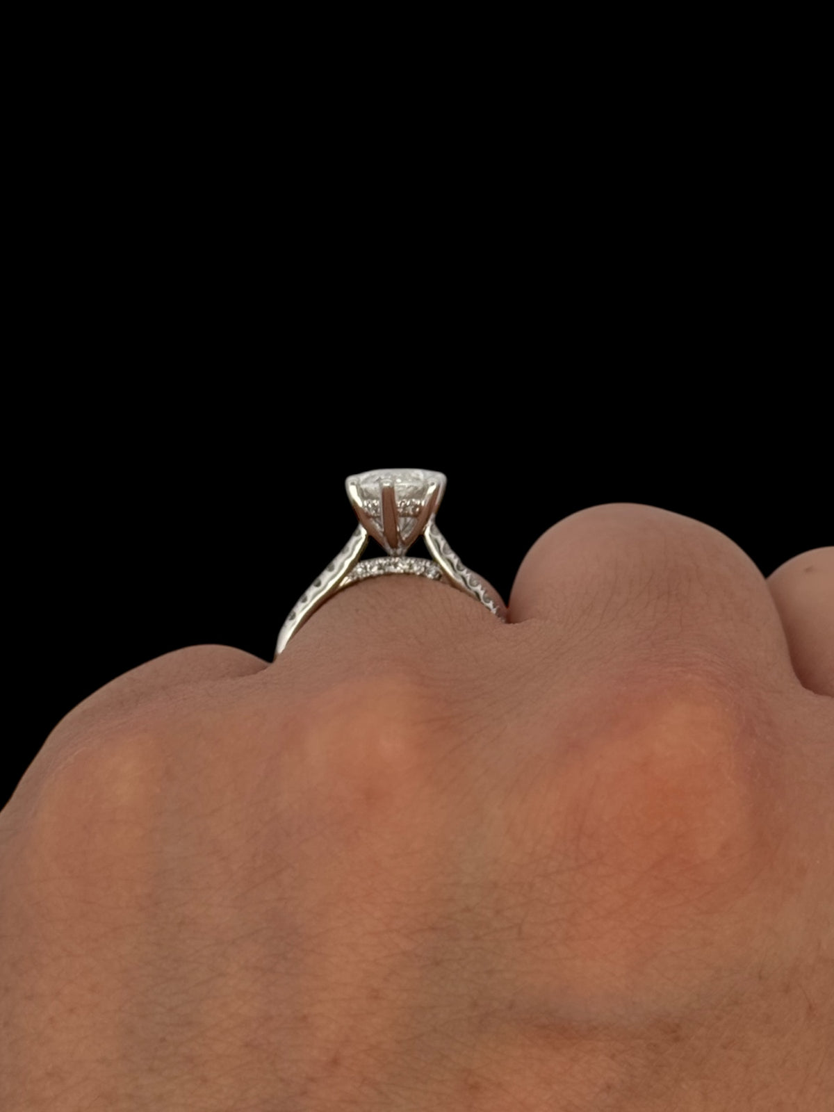 14K White Gold Lab Grown Marquise Diamond Engagement Ring