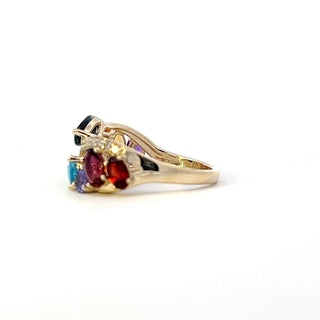 10K Yellow Gold Gemstones and Diamond Ring