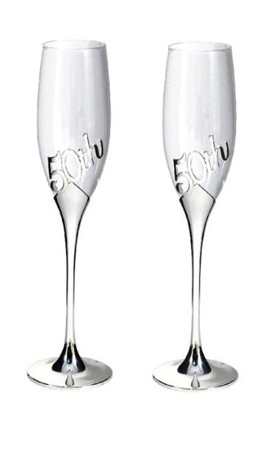 2 Pieces 50th Champagne Flutes - SE2550