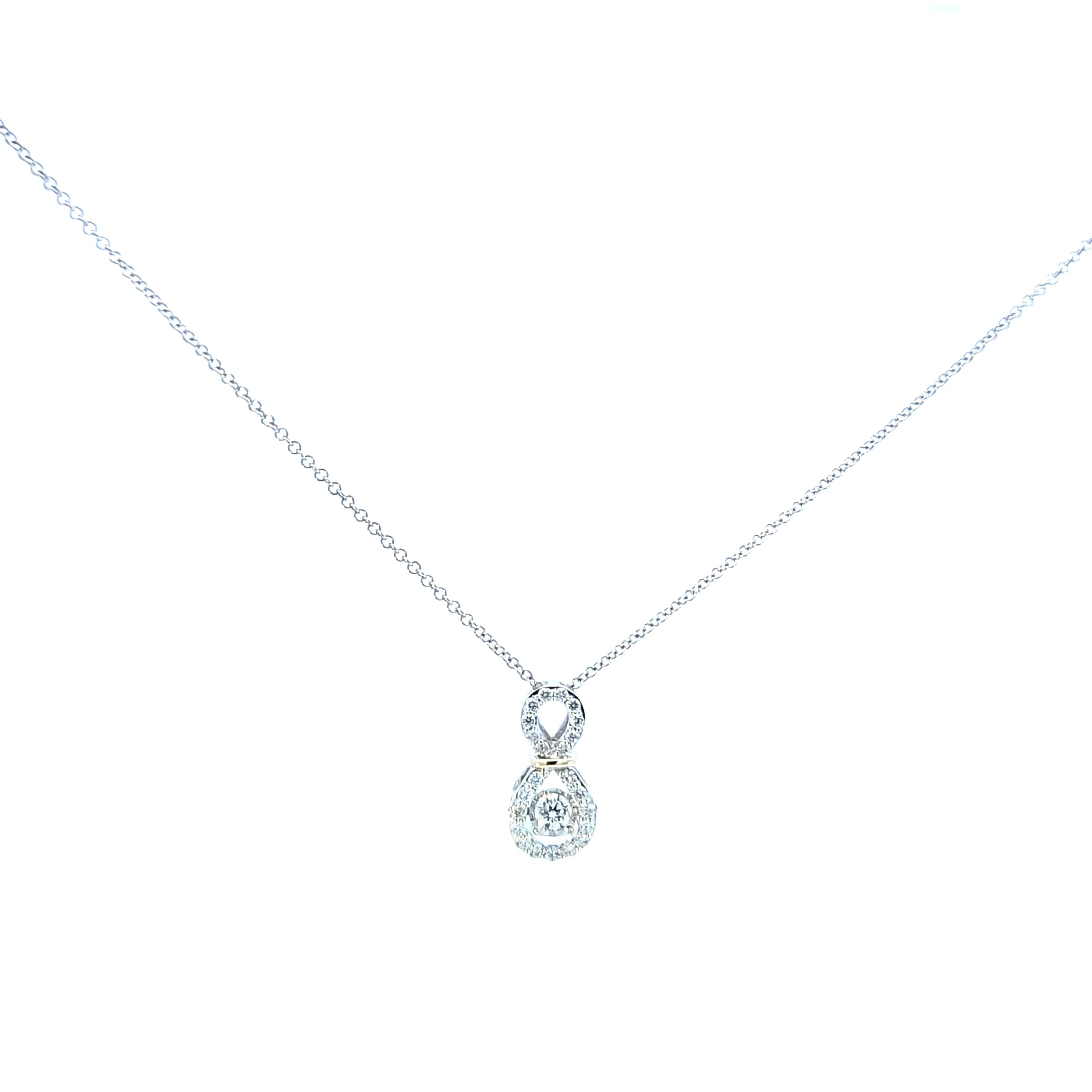 10K White and Yellow Two Tone Pulse 0.30cttw Diamond Necklace