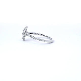14K White Gold 0.97cttw Lab Grown Marquise Cut Halo Diamond Ring