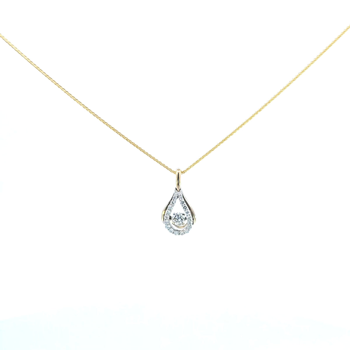 10K Yellow and White Gold two tone Pulse Diamond Necklace
