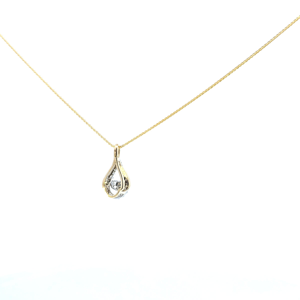 10K Yellow and White Gold two tone Pulse Diamond Necklace