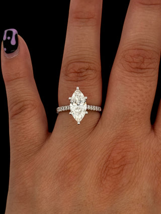 14K White Gold Lab Grown Marquise Diamond Engagement Ring