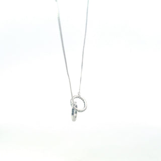 925 Sterling Silver Double Circle Interwined Lab Grown Diamond Pendant Necklace