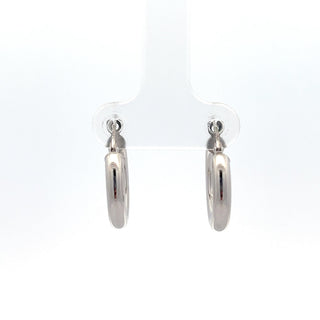 10K White Gold 3mm Tube  Hoop Earrings small