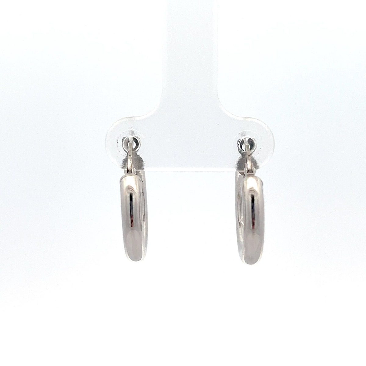 10K White Gold 3mm Tube  Hoop Earrings small