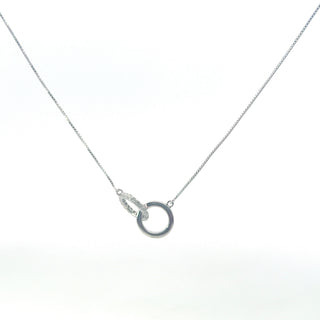925 Sterling Silver Double Circle Interwined Lab Grown Diamond Pendant Necklace