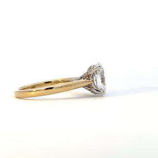 14K Yellow and White gold 2.157cttw Lab Grown Oval Diamond Ring with Hidden Halo