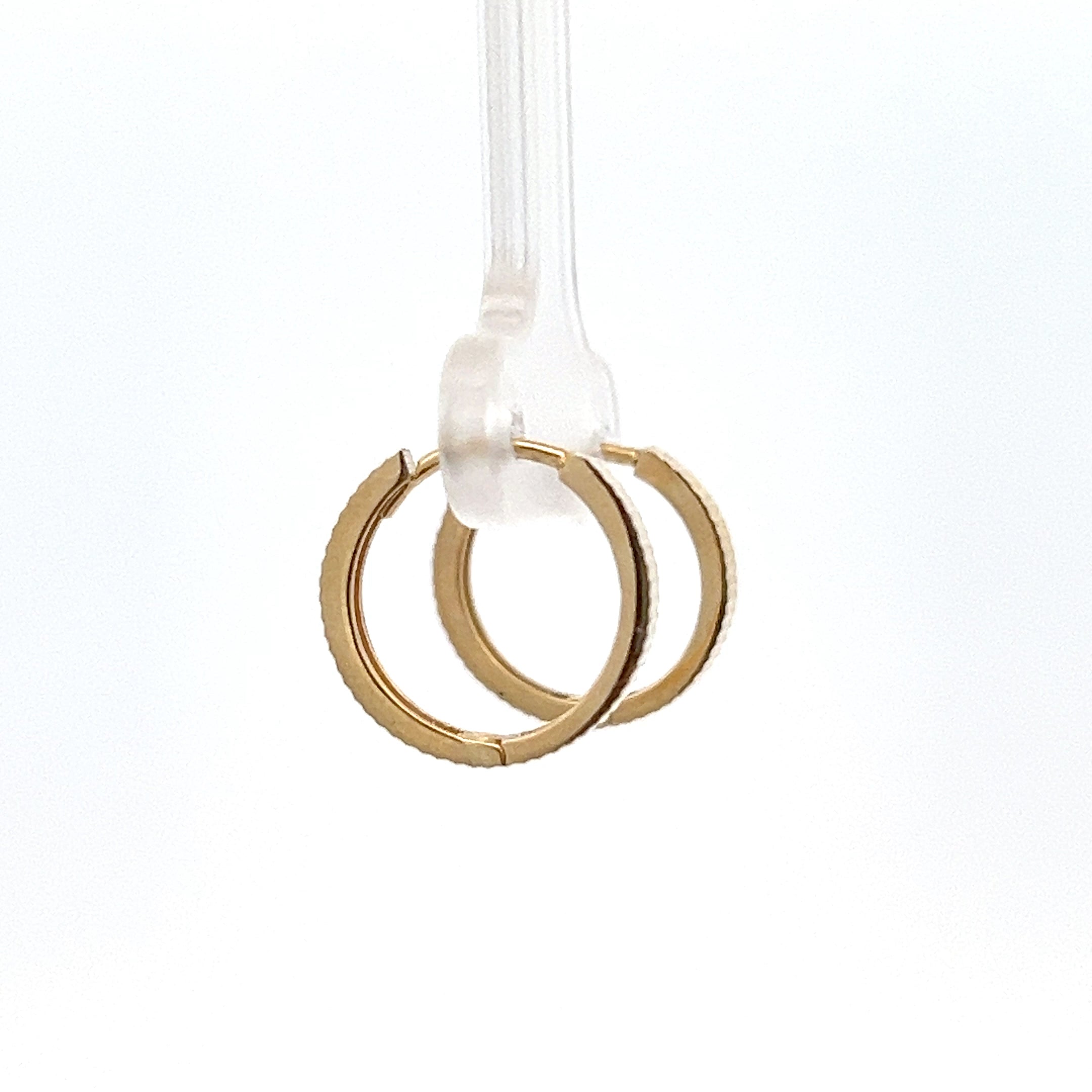 10K Yellow Gold Diamond -Cut Huggie Earrings