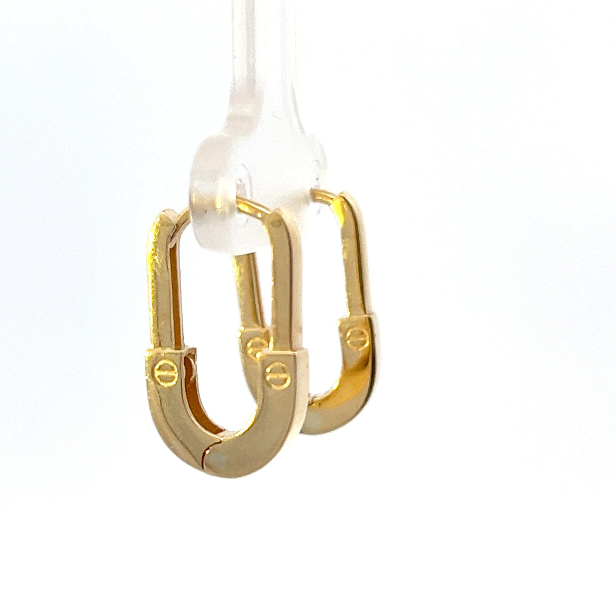 10K Yellow Gold Safety Pin Huggies