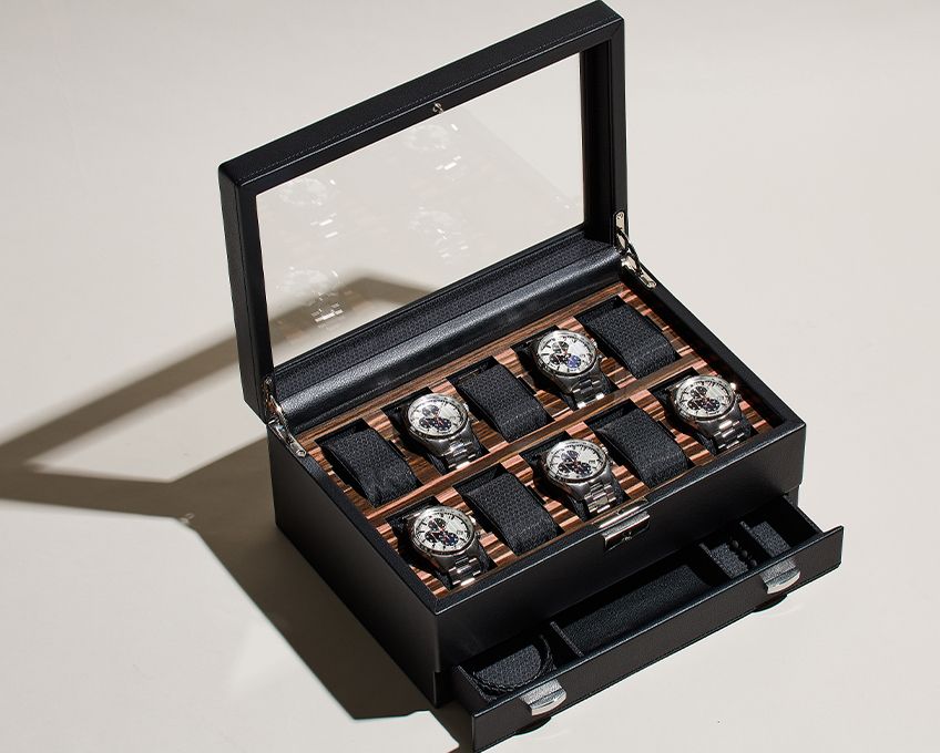 Caja para relojes Roadster de 10 piezas con cajón 