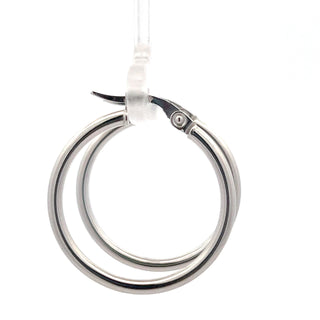 10K White Gold 2mm Tube  Hoop Earrings Large