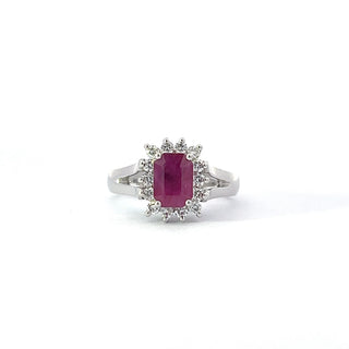 14K White Gold 0.70cttw Ruby and 0.30ttw Diamond Ring
