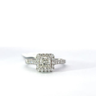 14K White Gold Diamond Ring with Halo