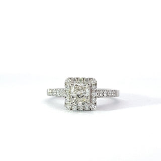 14K White Gold Diamond Ring with Halo