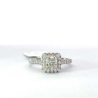 14K White Gold Diamond Ring with Halo