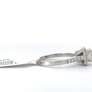 14K White Gold Diamond Ring with Halo