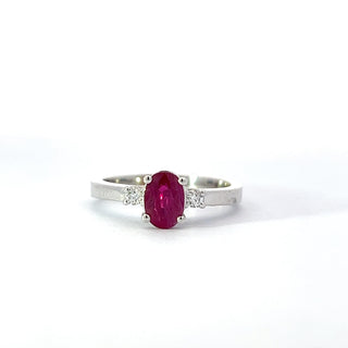 14K White Gold Ruby and Natural Diamond Ring